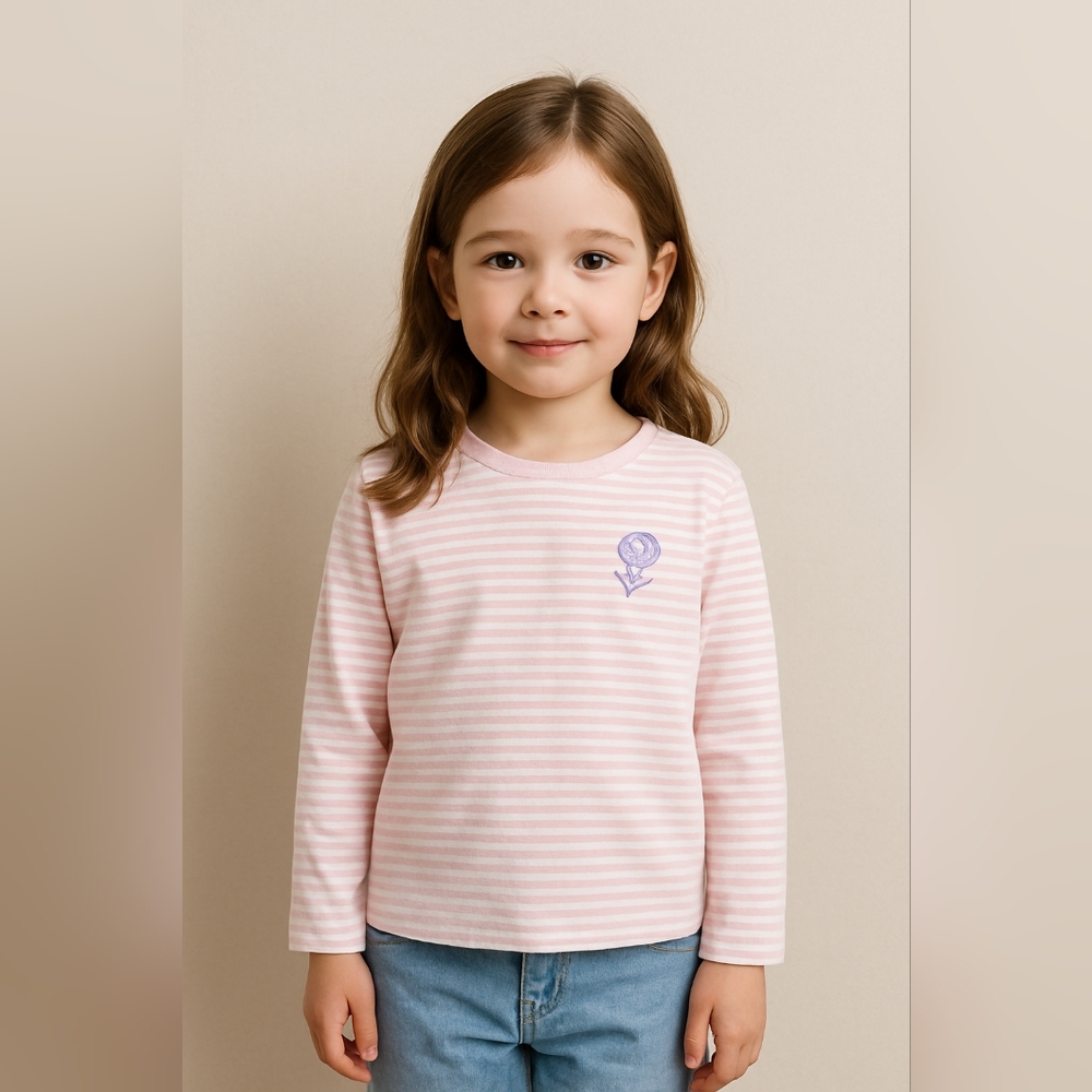 NWOT Souris Mini Pink Striped Long Sleeve Tee - Size 6Y
